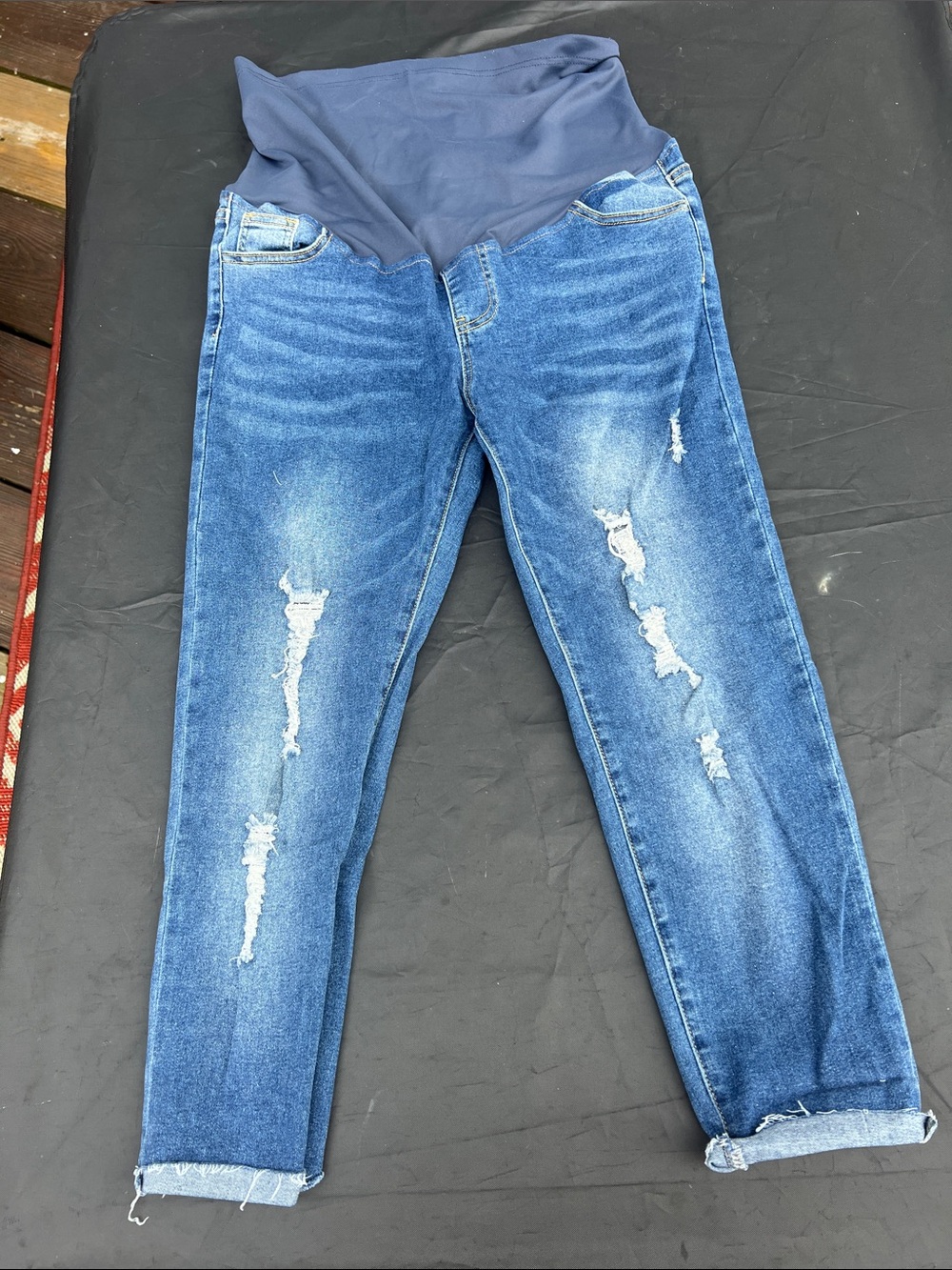 MACCI Maternity Boyfriend Jeans in Blue with Stretch Waistband